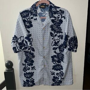 ODO Men’s Blue Floral Short Sleeve Hawaiian Shirt Size Medium